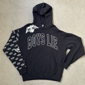 Boys Lie Charcoal Hoodie with Patterned Sleeves